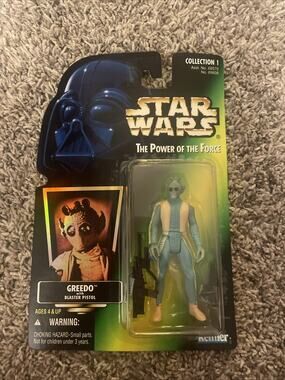 Star Wars Power of the Force Greedo Action Figure Green Card 1996 Kenner New